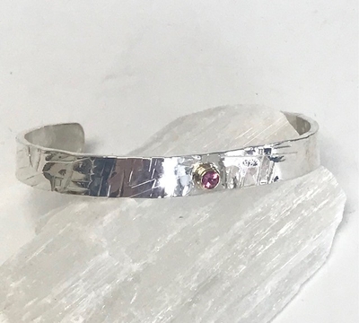 SOLD: Sterling Silver Cuff Bracelet with Maine Tourmaline