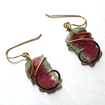 Maine Watermelon Tourmaline Earrings