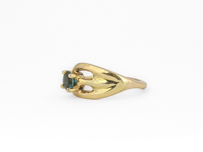 Blue Tourmaline Artisanal Gold Ring