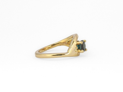 Blue Tourmaline Artisanal Gold Ring