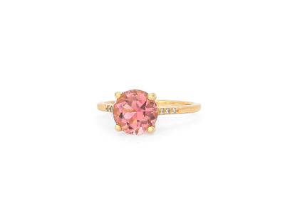 Rose Pink Maine Tourmaline and Diamond Ring