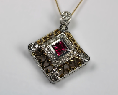 Tourmaline and Diamond Pedant