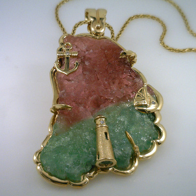 SOLD-"A Slice of Maine" - Rare Extra Large Slice of Maine Watermelon Tourmaline Crystal