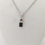 Bezel Set Faceted Pink & Green Maine Tourmaline Pendant