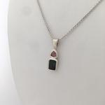 Bezel Set Faceted Pink & Green Maine Tourmaline Pendant