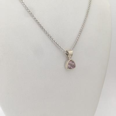 Bezel Set Pink Maine Tourmaline Trillion Pendant