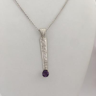 Deer Hill Amethyst On Textured Silver Bar