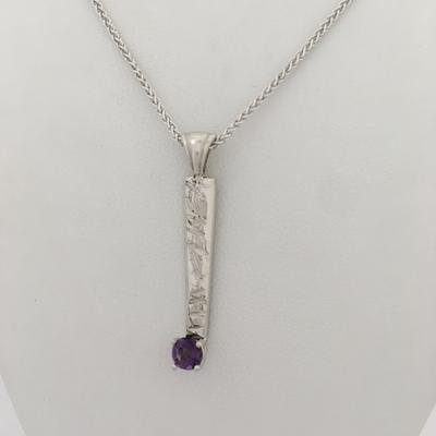 Deer Hill Amethyst On Textured Silver Bar