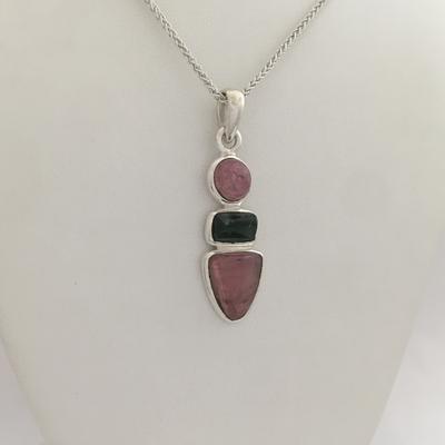 Three Stone Maine Tourmaline Cabochon Pendant