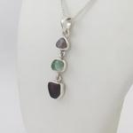 Three Stone Maine Tourmaline & Rose Quartz Cabochon Pendant