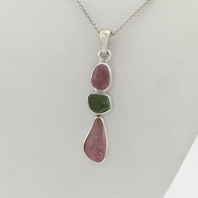 Three Stone Maine Tourmaline Cabochon Pendant