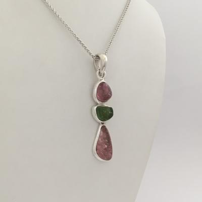 Three Stone Maine Tourmaline Cabochon Pendant