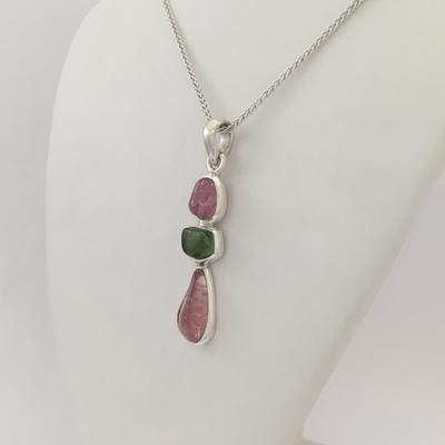 Three Stone Maine Tourmaline Cabochon Pendant