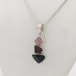 Three Stone Maine Tourmaline & Rose Quartz Cabochon Pendant