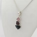 Three Stone Maine Tourmaline & Rose Quartz Cabochon Pendant