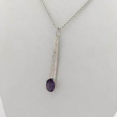 Deer Hill Amethyst On Textured Silver Bar