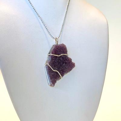 SOLD:  State of Maine Hand Carved Lepidolite Pendant