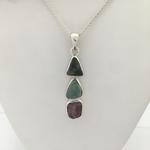 Three Stone Maine Tourmaline Cabochon Pendant