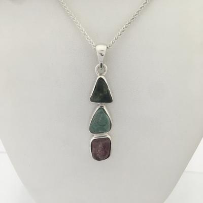 Three Stone Maine Tourmaline Cabochon Pendant