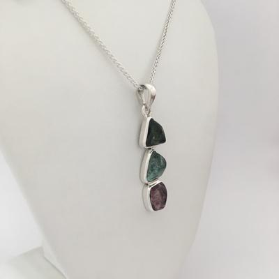 Three Stone Maine Tourmaline Cabochon Pendant