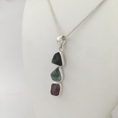 Three Stone Maine Tourmaline Cabochon Pendant