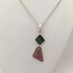 Two Stone Maine Tourmaline Cabochon Pendant