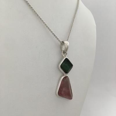 Two Stone Maine Tourmaline Cabochon Pendant