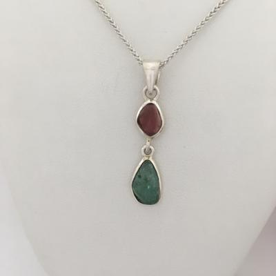 Two Stone Maine Tourmaline Cabochon Pendant