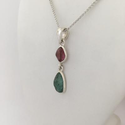 Two Stone Maine Tourmaline Cabochon Pendant