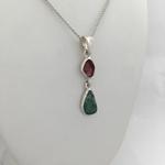 Two Stone Maine Tourmaline Cabochon Pendant