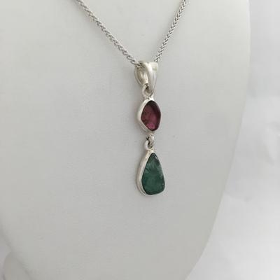 Two Stone Maine Tourmaline Cabochon Pendant