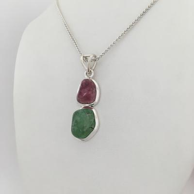 Two Stone Maine Tourmaline Cabochon Pendant