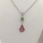 Two Stone Maine Tourmaline Cabochon Pendant