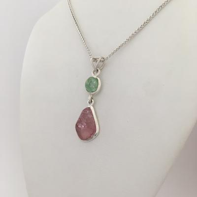 Two Stone Maine Tourmaline Cabochon Pendant