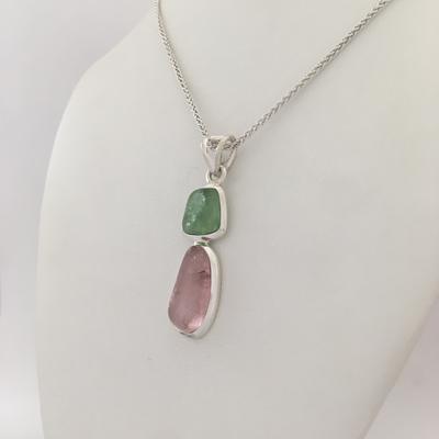 Two Stone Maine Tourmaline Cabochon Pendant