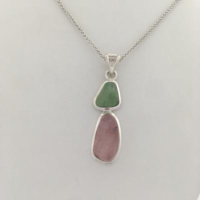 Two Stone Maine Tourmaline Cabochon Pendant