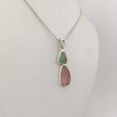 Two Stone Maine Tourmaline Cabochon Pendant