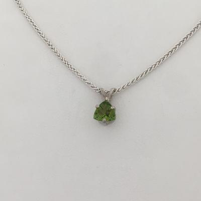 Green Maine Tourmaline Trillion Pendant