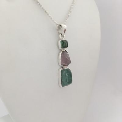 Three Stone Maine Tourmaline Cabochon Pendant