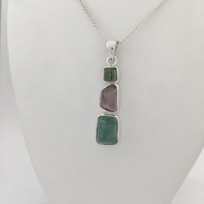 Three Stone Maine Tourmaline Cabochon Pendant