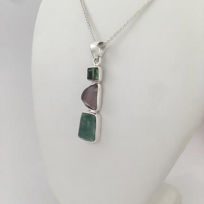 Three Stone Maine Tourmaline Cabochon Pendant