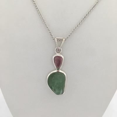 Two Stone Maine Tourmaline Cabochon Pendant