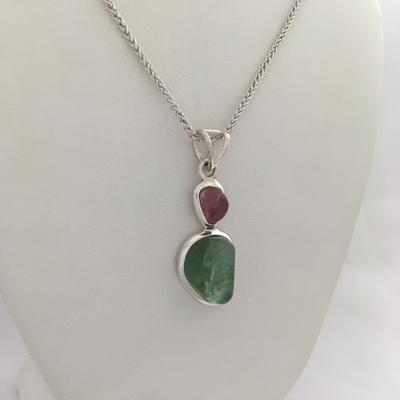 Two Stone Maine Tourmaline Cabochon Pendant