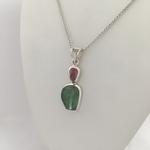 Two Stone Maine Tourmaline Cabochon Pendant