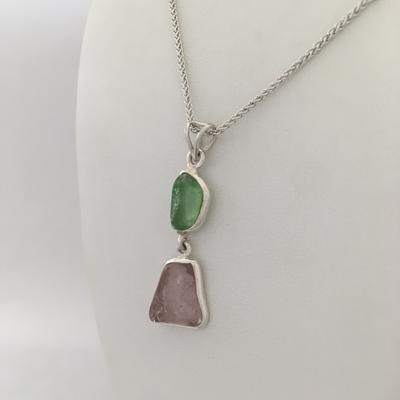 Two Stone Maine Tourmaline Cabochon Pendant