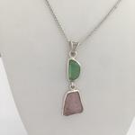 Two Stone Maine Tourmaline Cabochon Pendant