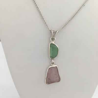 Two Stone Maine Tourmaline Cabochon Pendant