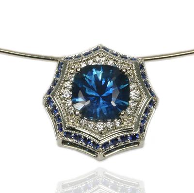 Montana Blue Sapphire and Diamond Pendant by Katzenbach Designs