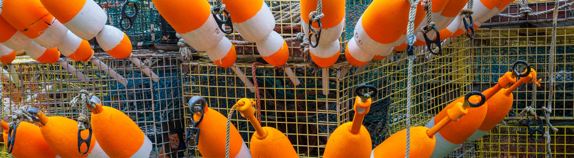 Lobster buoys and lobster traps