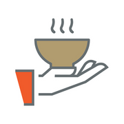Icon of hand holding bowl of soup